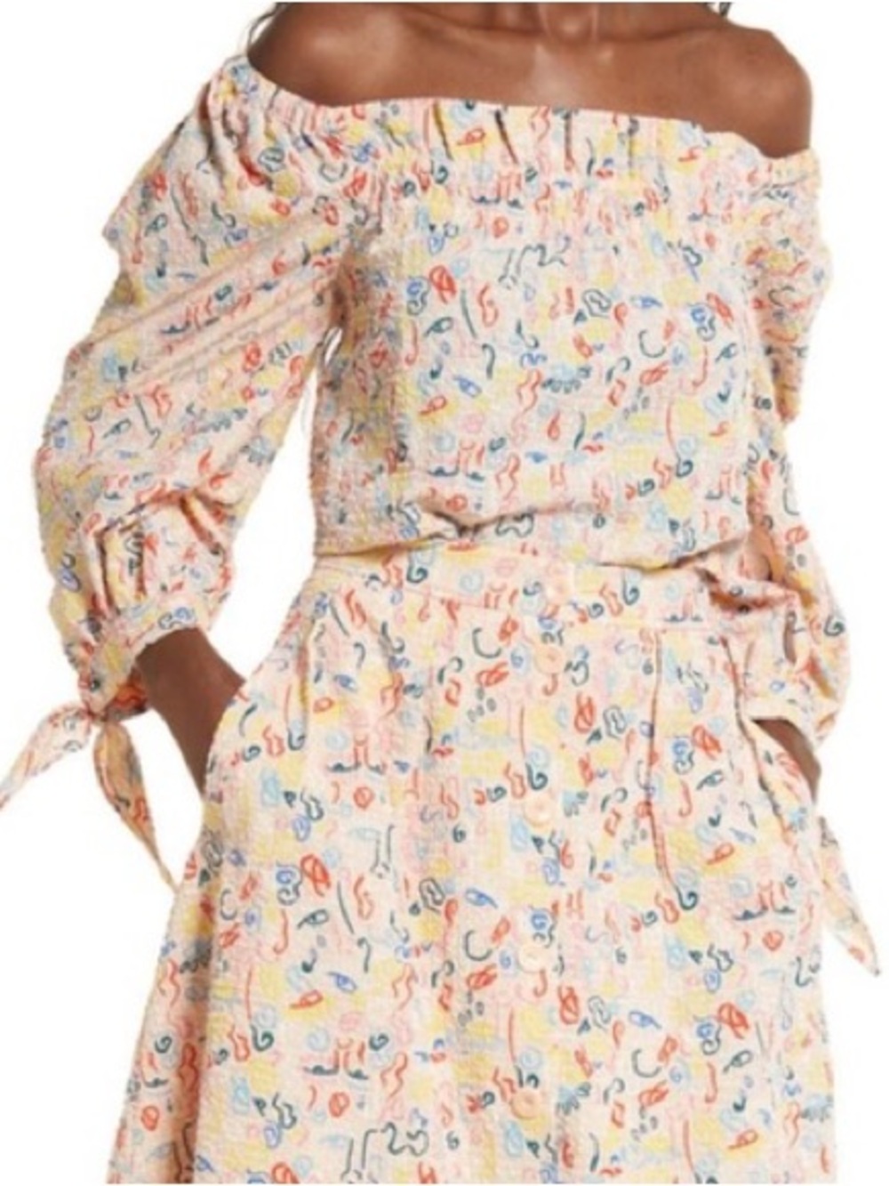 Nordstrom Off-the-Shoulder Smocked Blouse in Pastel Multi